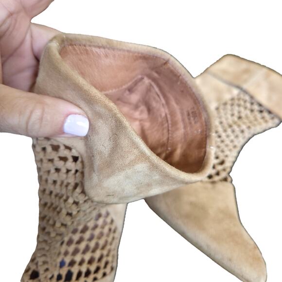 Jeffrey Campbell Handmade Ibiza Last Woven Braided Tan Suede Ankle Wedge Boots 7 - Picture 9 of 10